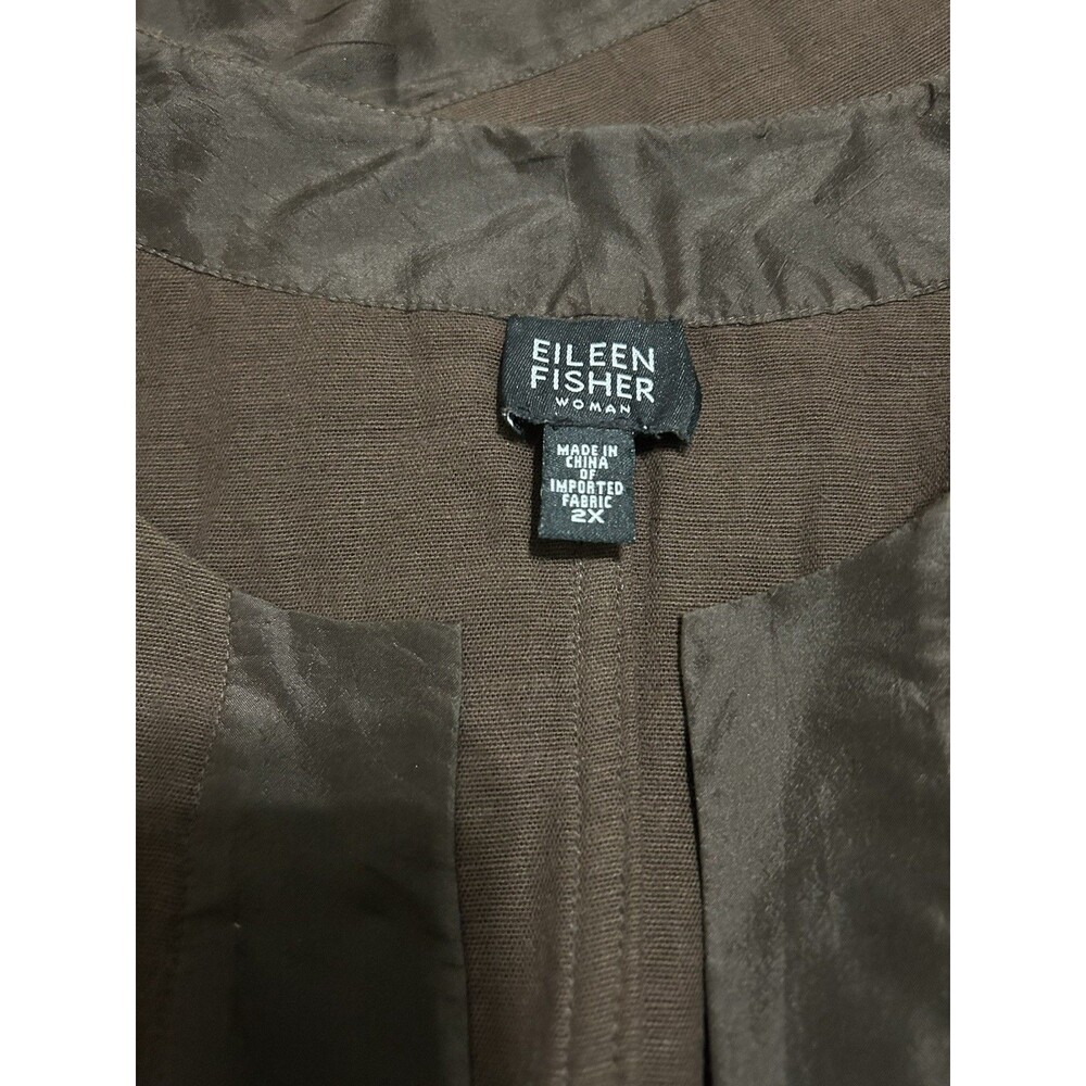 Hard To Find Eileen Fisher 2xl Brown Silk Blend Knit Jacket Cardigan Asian Style - Picture 5 of 6